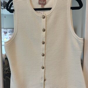 Show Me Your MuMu Ivory Button-Down Sleeveless Top